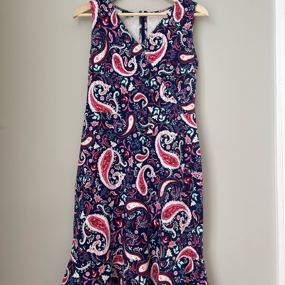 Talbots Dresses & Skirts - Talbots NWT! Navy Blue Paisley Bottom Ruffle Dress Small